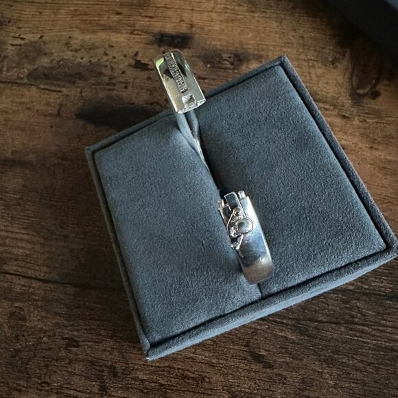 David Yurman Sterling Silver Cuff w/ Pavé White Diamonds & 18K Gold - Medium - Picture 15 of 16